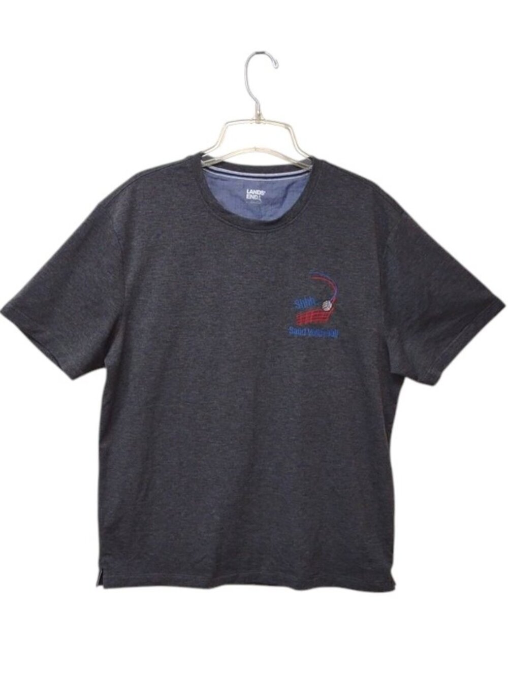Lands' End Men's Dark Gray Heather SS Tee with "Shh Sand Volleyball" Graphic